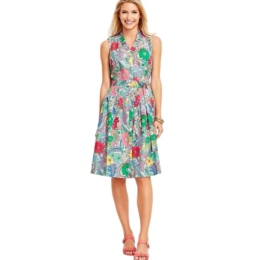 Talbots Multicolor Floral Paisley Sleeveless Midi Dress - Picture 3 of 12